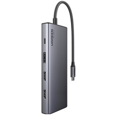 유그린 트리플 디스플레이 레보독 8 in 1 C타입 HDMI DP 10Gbps 도킹스테이션 멀티 허브 CM639, 메탈그레이, 1개
