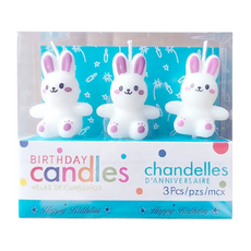 六分埔禮品 粉耳小兔蠟燭套裝 3入 生日蠟燭 兔子造型 蠟燭 全長約長4cm*寬3cm, 3支, 粉耳小兔