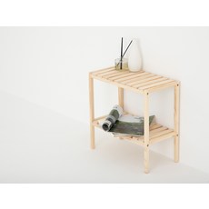 코멧 홈 소나무 원목 다용도 2단 협탁 신발정리대, 내츄럴 - 이미지 3