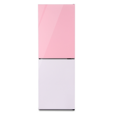 쿠잉전자 글라스 프리즘 일반형냉장고 방문설치, 화이트 + 핑크,