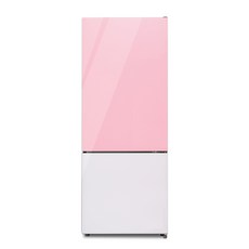 쿠잉전자 프리즘 글라스 일반형냉장고 방문설치, 핑크 + 화이트,