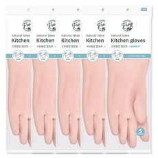 프로그 라텍스 고무장갑 컴포트, 베이비핑크, 소(S), 5세트