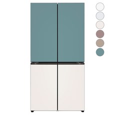 [색상선택형] LG전자 디오스 오브제컬렉션 4도어 냉장고 글라스 875L M873AAA031, 클레이민트(상단)+베이지(하단), M873GTB031S