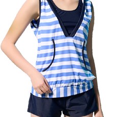 Summerlove 大女四件式泳衣套裝，條紋，彈性纖維, L, S2370495403