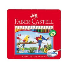 FABER-CASTELL 輝柏115925 水性色鉛筆 附水彩筆, 24色, 1組