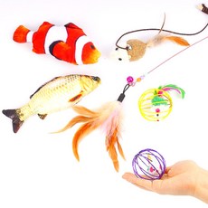 벨르펫 고양이 장난감 캣닢 쿠션 생선인형 2종 + 쥐돌이 공 2p + 방울 낚시대 2종 세트