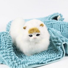 DrMini 고양이 & 강아지 셔닐 워터 목욕 타올, 블루