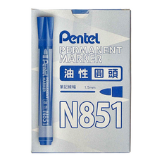 Pentel 飛龍文具 N851-C 圓頭油性筆, 1.5mm 筆記線幅, 1盒