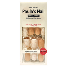 Paula’sNail 光療秒貼美甲 24片 Set, 奶茶大理石, 1盒