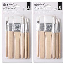 giorgione 原木藝術刷具 6種組, 2組, 0.8cm、2.5cm、1.5cm、1cm、0.8cm、0.4cm