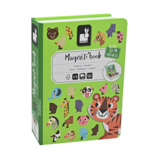 Janod 磁鐵遊戲書,我的動物朋友，30個磁鐵，10張動物卡片，原生紙漿材質, 童趣生活館