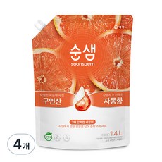 순샘 구연산 자몽 주방세제 리필, 1L, 4개