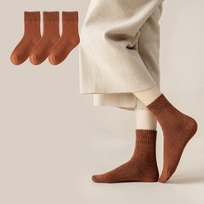 여울스퀘어 여성용 겨울 중목 보온 기모 양말 3켤레 세트