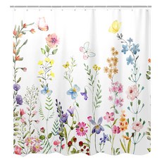 半島良品 不透光防霉防水浴簾 附掛勾, 蝴蝶花開, 1個