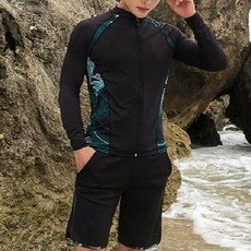 一家人的泳衣 男款成人泳衣2件組 (外套+泳褲), 2XL