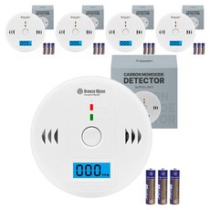 Breeze Moon 一氧化碳警報偵測器露營家用儀表 + 電池組, 白色, 5組