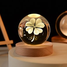 Yeonha圓形水晶球修飾珠子氣氛燈 6cm, 四葉草