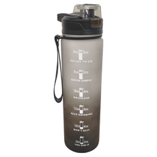彈蓋吸管刻度運動水壺直桶款, 1000ml, 粉/藍/紫/灰, 黑色, 1L, 1個