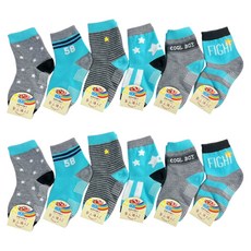 JY SOCKS 靴下屋 兒童款襪子12雙, 襪底有止滑顆粒, 藍色系, 3~6歲 15~18cm