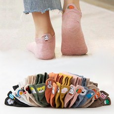 Wodemi 後腳跟可愛圖案刺繡裸襪 10雙