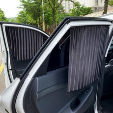 삼에스 차량용 슬라이드 커튼 앞좌석 + 뒷좌석 + 양면테이프 풀세트, 블랙, 1세트