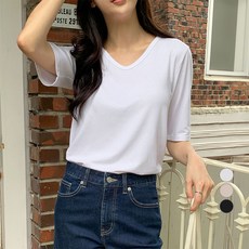 AFINAR 찰랑 레이온 루즈핏 브이넥 반팔 티셔츠 FINAR 찰랑 레이온 브이넥 반팔 티셔츠