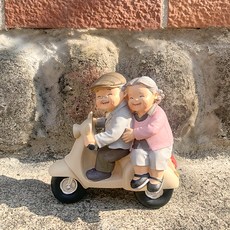 이플린 가정의달 부모님 선물 행복한 노부부 도자기 인형, 오토바이