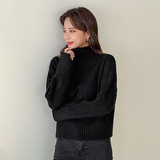 엔비룩 여성용 링클크롭 폴라 니트