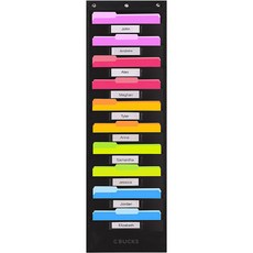 시벅스 싱글 10 네임 테그 포켓 벽걸이 파일 정리함, 1개, 블랙