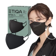 에티카 보건용 마스크 베이직 성인용 KF94 검정색 대형, 1개입, 10개