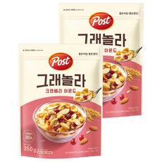 포스트 그래놀라 크랜베리 아몬드 식사간식 시리얼, 350g, 2개