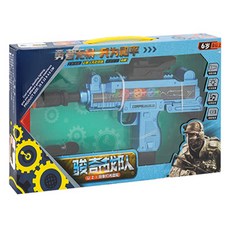 兒童聲光齒輪轉動槍，帶燈光效果, 隨機顏色, 1個