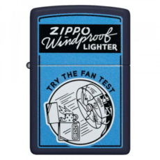 ZIPPO 防風打火機 48144 海軍藍霧面 風扇測試圖案 美國製造, 57 x 38 x 13mm, Navy Matte Color Image
