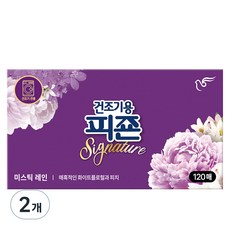 피죤 건조기용 드라이시트 섬유유연제 시그니처 미스틱레인, 2개, 120매