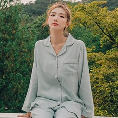 파란 소프트잔체크 홈웨어 잠옷 상하의 세트
