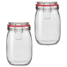 mir 扣式密封玻璃罐, 1L, 2入