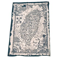木子創意 台灣藏寶圖 （丈青色）厚帆布/金屬釦, 寬53cm/高75cm, 台灣製造, 53 x 75cm
