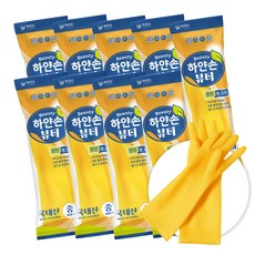 하얀손 국내산 뷰티 고무장갑, 옐로우, 중(M), 10개