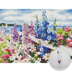 아트조이 DIY 보석십자수 30 x 40 cm, 해변의 꽃, 1개