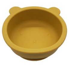 矽膠吸盤小熊碗3入組, 300ml, 155g, 食品級矽膠, 耐熱220度, 芥末黃色, 1個
