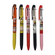 피너츠 스누피 3색 볼펜 0.5mm, 랜덤 발송, 5개