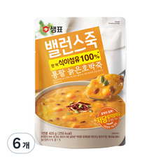 샘표 밸런스죽 통팥 늙은호박죽, 420g, 6개