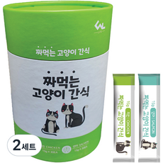 씨엔앨라이프 짜먹는 고양이 간식 15g, 닭고기 30p + 연어 30p, 2세트