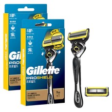 Gillette 吉列 2024 Pro Shield黃色手動刮鬍刀+刮鬍刀片 2入組, 2組