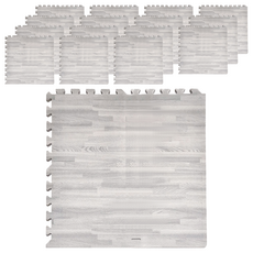經典日式風耐磨 木紋 巧拼地墊, 30*30*1CM, 灰木紋, 1.1kg, 16入, 32 x 32 x 1cm, 1組
