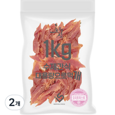 초심 강아지 대용량 실속형 수제간식, 오리트위스트, 1kg, 2개