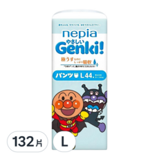 Genki nepia 王子 日本製 麵包超人拉拉褲/尿布, L, 132片