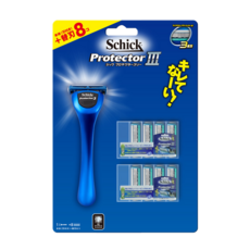 Schick舒適牌 Protector捍將3刮鬍刀+刀片組，本體+替刃8入, 1組