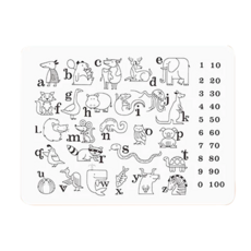 食品級矽膠畫畫餐墊 Set, 30cm x 40cm, 無毒耐熱安全矽膠, 數字動物英文, 1組