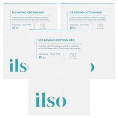 ilso 1/3小資化妝棉, 40入, 3盒